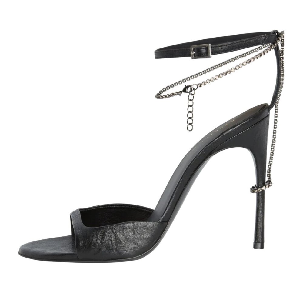 Kendall Miles Crinkle Black Leather Halo Heel